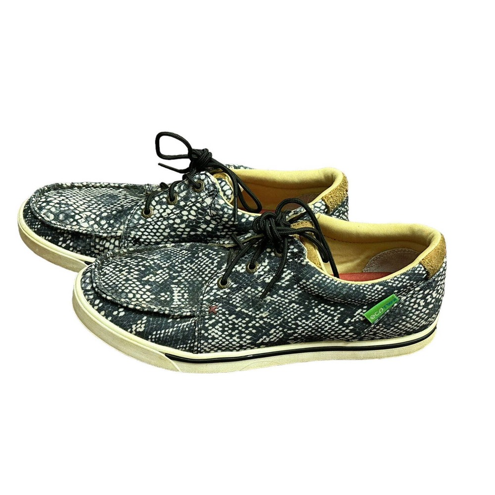 Twisted X Women's 8.5 Casual Canvas Printed Shoes - Black/White Snakeskin